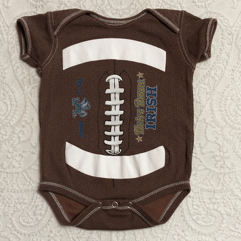Onesie Size 6 Months Notre Dame Irish Football Brown Design
